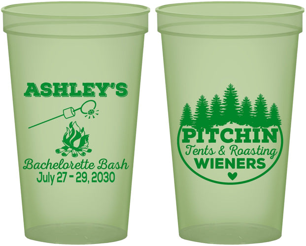 Custom Bachelorette 22 oz Glow In The Dark Cups - Camping | 60018