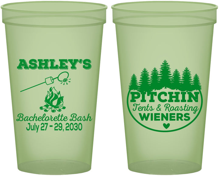 Custom Bachelorette 22 oz Glow In The Dark Cups - Camping | 60018