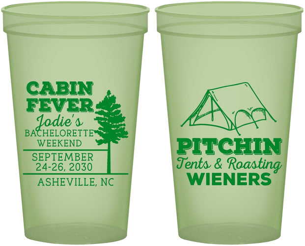 Custom Bachelorette 22 oz Glow In The Dark Cups - Camping | 60019