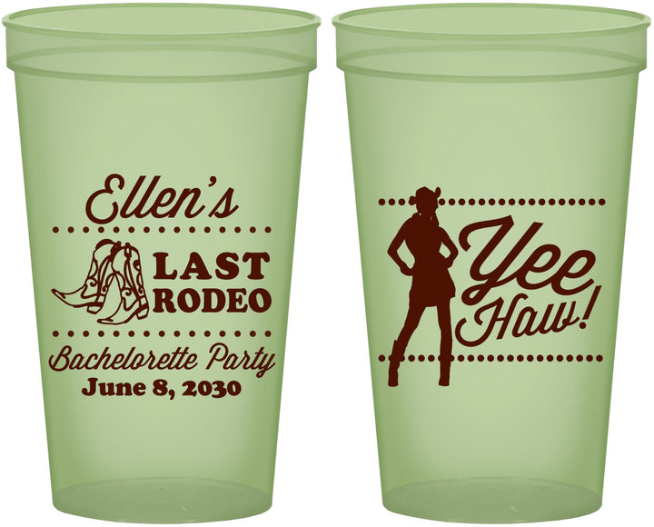 Custom Bachelorette 22 oz Glow In The Dark Cups - Last Rodeo | 60021