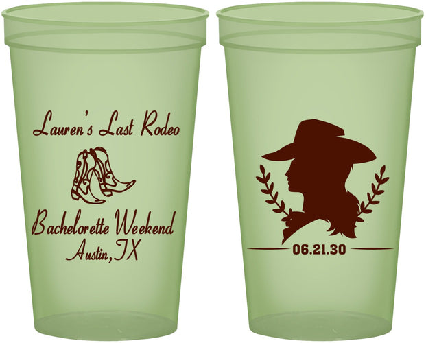 Custom Bachelorette 22 oz Glow In The Dark Cups - Last Rodeo | 60022