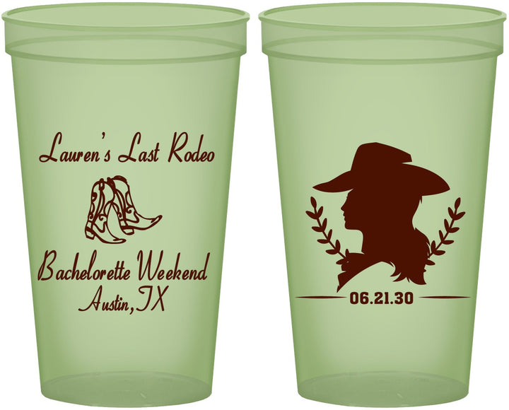 Custom Bachelorette 22 oz Glow In The Dark Cups - Last Rodeo | 60022
