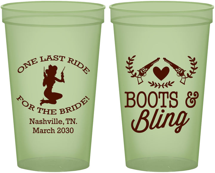 Custom Bachelorette 22 oz Glow In The Dark Cups - One Last Ride | 60024