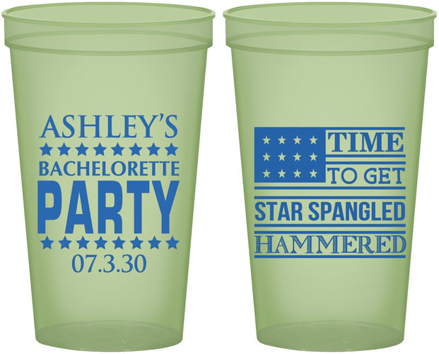 Custom Bachelorette 22 oz Glow In The Dark Cups - Star Spangled Hammered | 60025