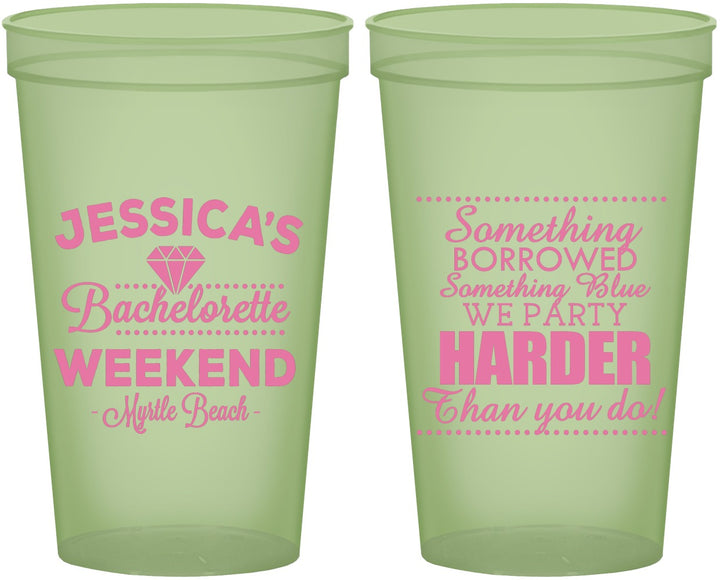 Custom Bachelorette 22 oz Glow In The Dark Cups - Something Borrowed | 60028