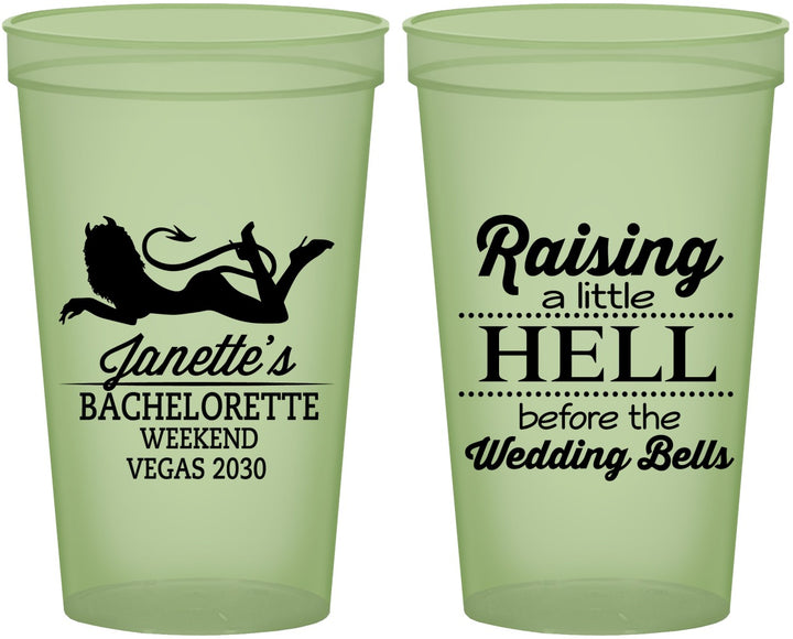 Custom Bachelorette 22 oz Glow In The Dark Cups - Raising A Little Hell | 60030