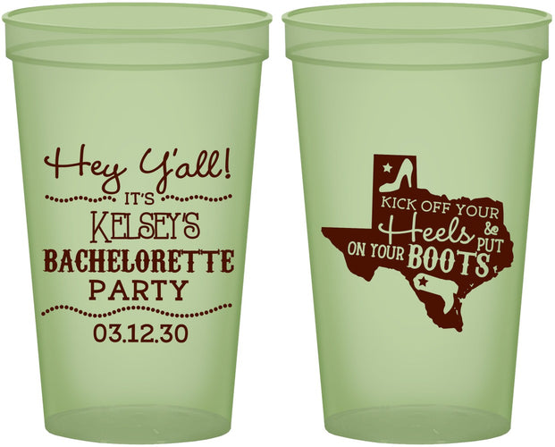 Custom Bachelorette 22 oz Glow In The Dark Cups - Texas Cowgirl | 60041