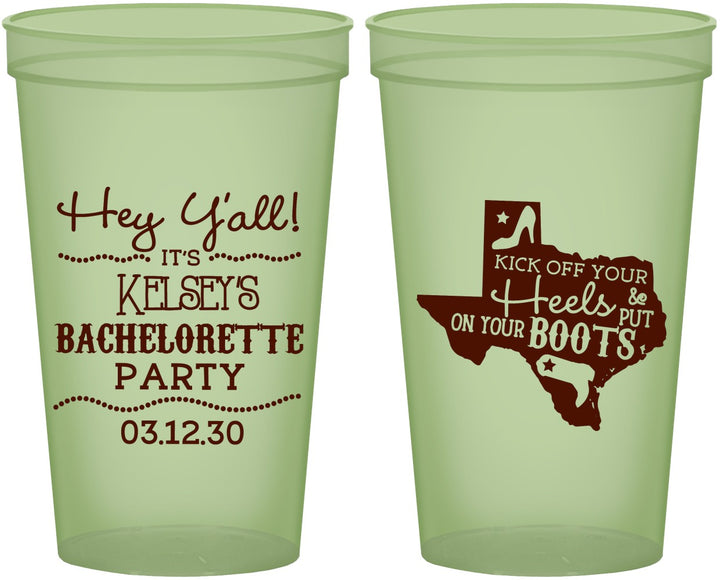 Custom Bachelorette 22 oz Glow In The Dark Cups - Texas Cowgirl | 60041