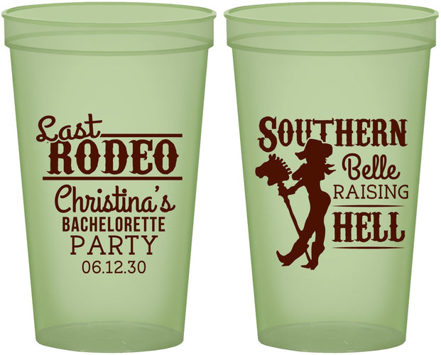 Custom Bachelorette 22 oz Glow In The Dark Cups - Raising Hell Last Rodeo | 60042