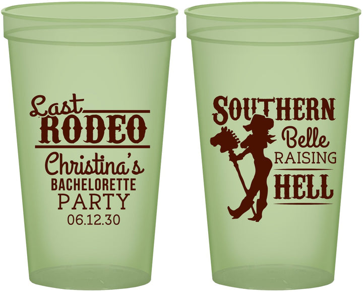 Custom Bachelorette 22 oz Glow In The Dark Cups - Raising Hell Last Rodeo | 60042