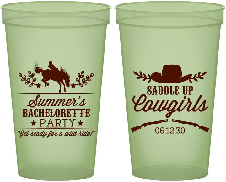 Custom Bachelorette 22 oz Glow In The Dark Cups - Saddle Up Cowgirls | 60045