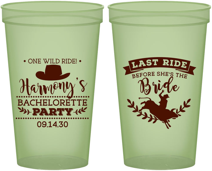 Custom Bachelorette 22 oz Glow In The Dark Cups - Last Ride Before Bride | 60046