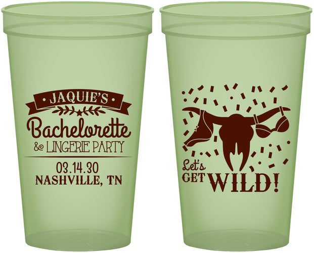 Custom Bachelorette 22 oz Glow In The Dark Cups - Lets Get Wild Cowgirl | 60048