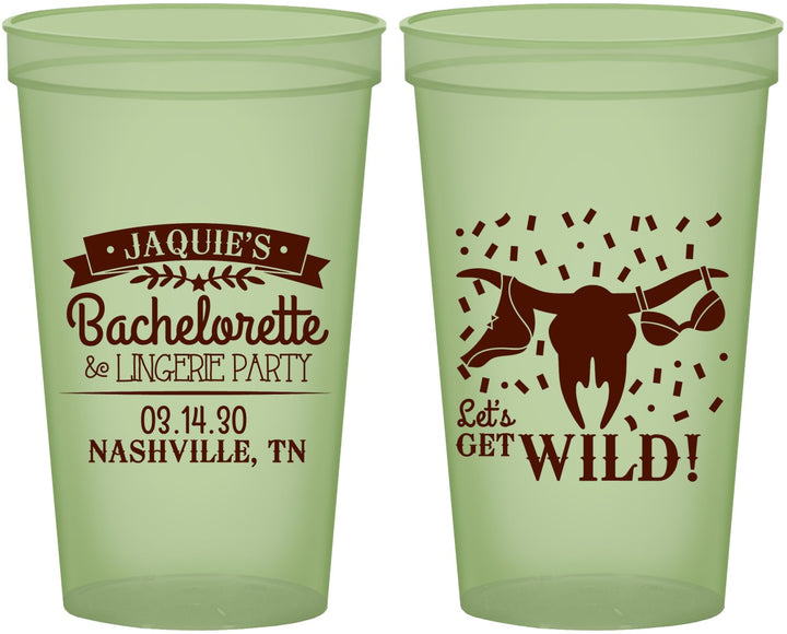 Custom Bachelorette 22 oz Glow In The Dark Cups - Lets Get Wild Cowgirl | 60048