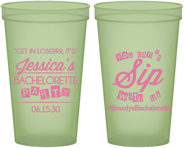 Custom Bachelorette 22 oz Glow In The Dark Cups - Cant Sip With Us | 60050