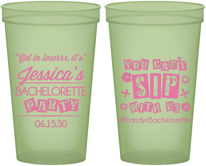 Custom Bachelorette 22 oz Glow In The Dark Cups - Cant Sip With Us | 60051