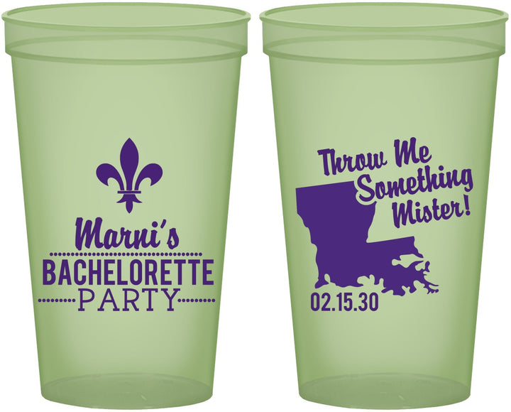 Custom Bachelorette 22 oz Glow In The Dark Cups - Mardi Gras | 60056