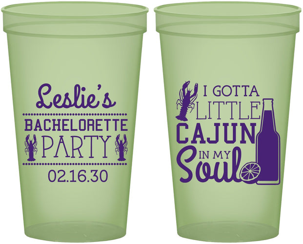 Custom Bachelorette 22 oz Glow In The Dark Cups - Little Cajun In My Soul | 60058