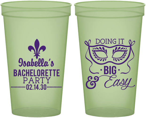 Custom Bachelorette 22 oz Glow In The Dark Cups - Mardi Gras | 60059