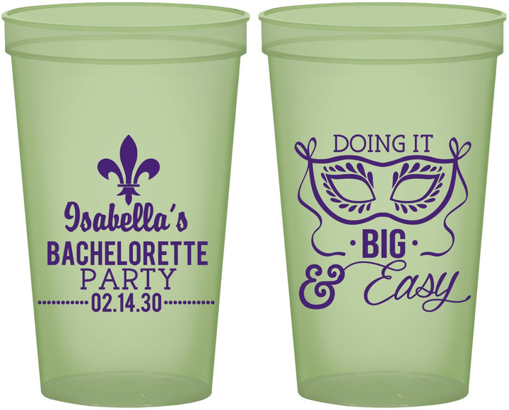 Custom Bachelorette 22 oz Glow In The Dark Cups - Mardi Gras | 60059