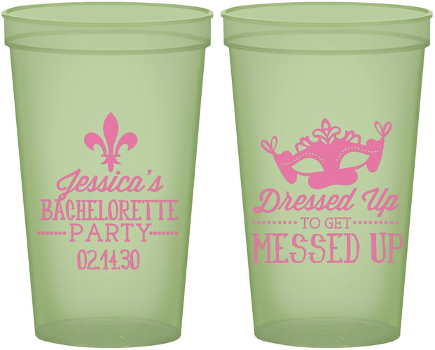 Custom Bachelorette 22 oz Glow In The Dark Cups - Mardi Gras | 60061