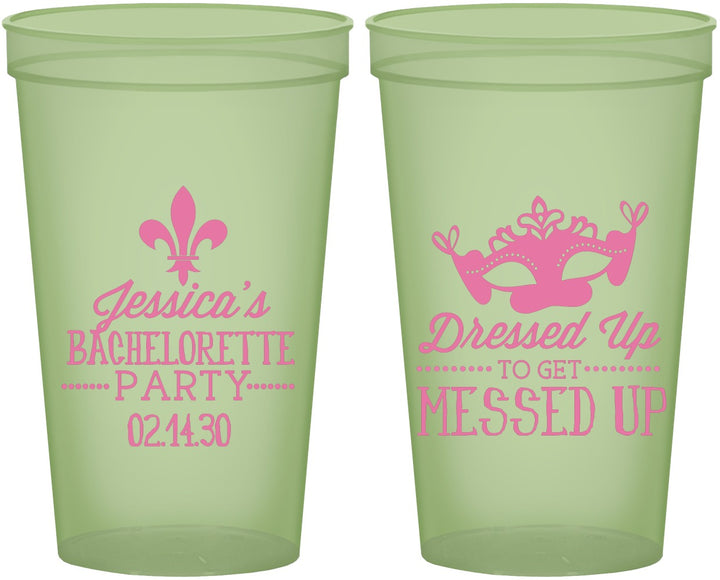 Custom Bachelorette 22 oz Glow In The Dark Cups - Mardi Gras | 60061