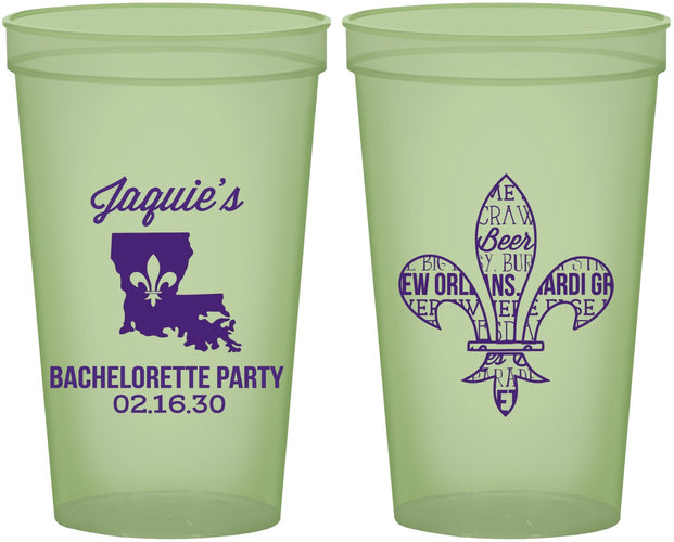 Custom Bachelorette 22 oz Glow In The Dark Cups - Mardi Gras | 60062