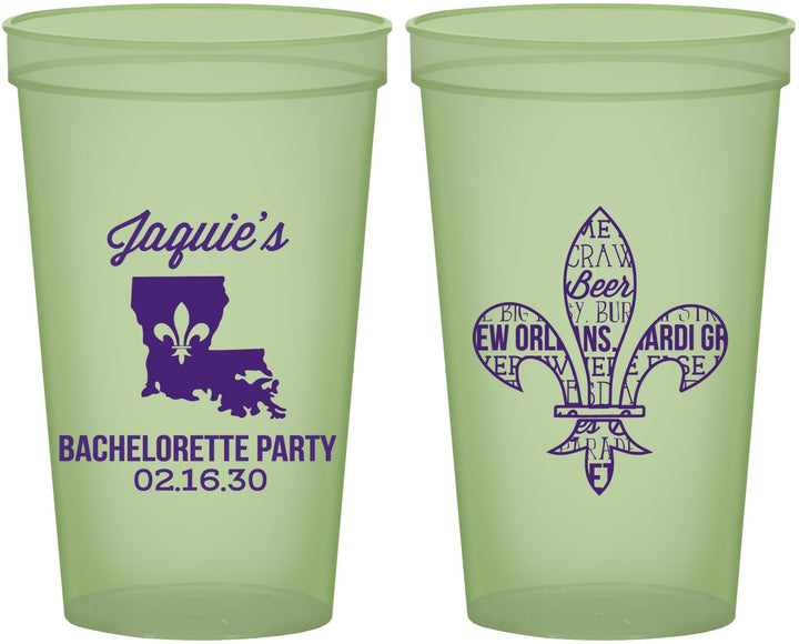 Custom Bachelorette 22 oz Glow In The Dark Cups - Mardi Gras | 60062