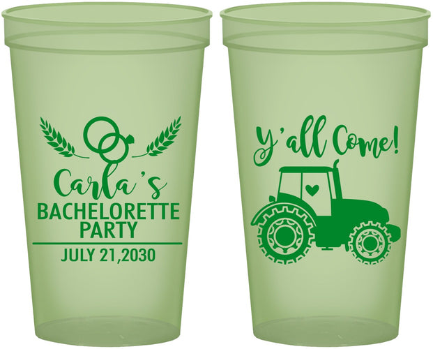 Custom Bachelorette 22 oz Glow In The Dark Cups - Tractor Farm | 60070