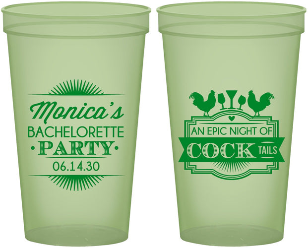 Custom Bachelorette 22 oz Glow In The Dark Cups - Epic Night Of Cocktails | 60071