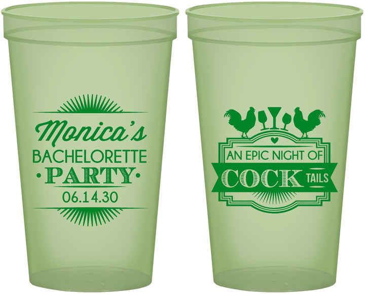 Custom Bachelorette 22 oz Glow In The Dark Cups - Epic Night Of Cocktails | 60071