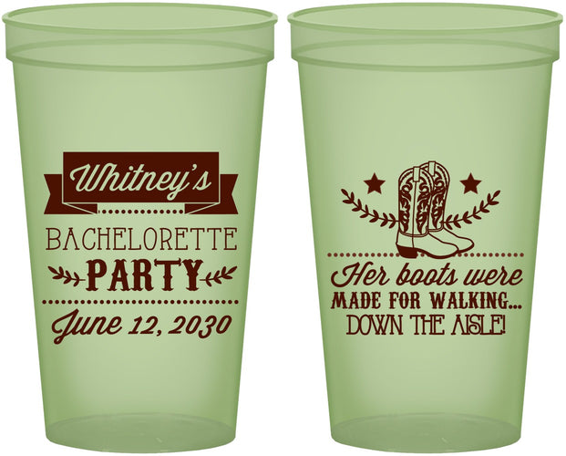 Custom Bachelorette 22 oz Glow In The Dark Cups - Cowgirl Boots | 60072