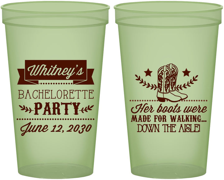Custom Bachelorette 22 oz Glow In The Dark Cups - Cowgirl Boots | 60072