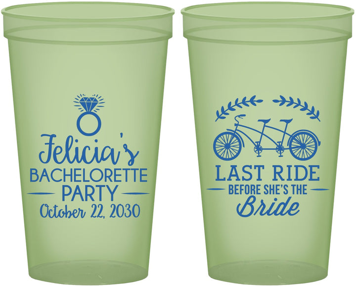 Custom Bachelorette 22 oz Glow In The Dark Cups - Last Ride Before Bride | 60073