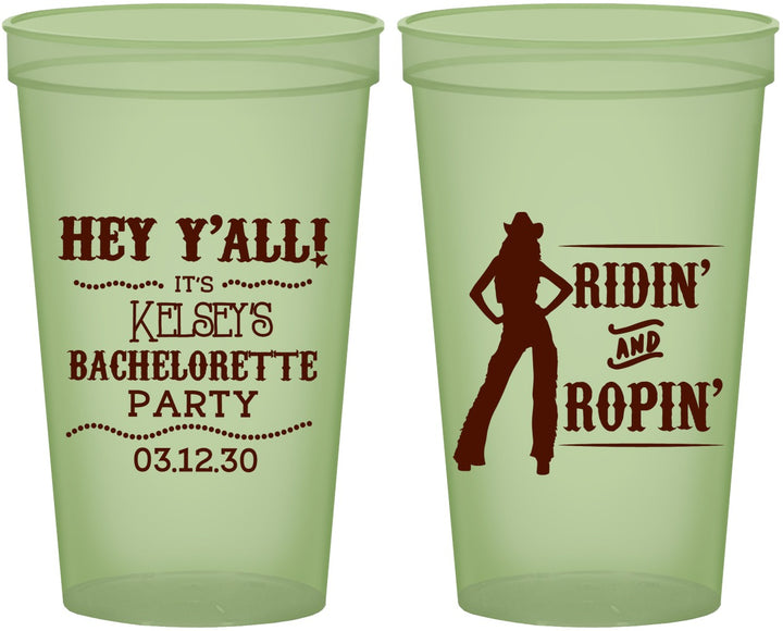 Custom Bachelorette 22 oz Glow In The Dark Cups - Ridin And Ropin | 60078