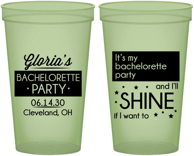 Custom Bachelorette 22 oz Glow In The Dark Cups - Shine | 60080