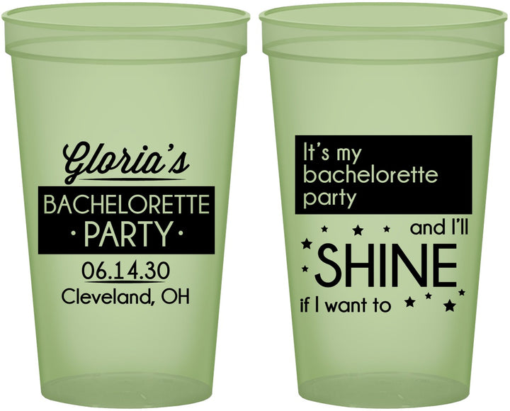 Custom Bachelorette 22 oz Glow In The Dark Cups - Shine | 60080