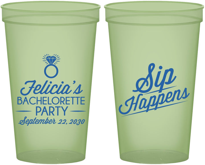 Custom Bachelorette 22 oz Glow In The Dark Cups - Sip Happens | 60081