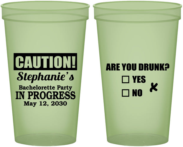Custom Bachelorette 22 oz Glow In The Dark Cups - Drunk Yes Or No | 60083