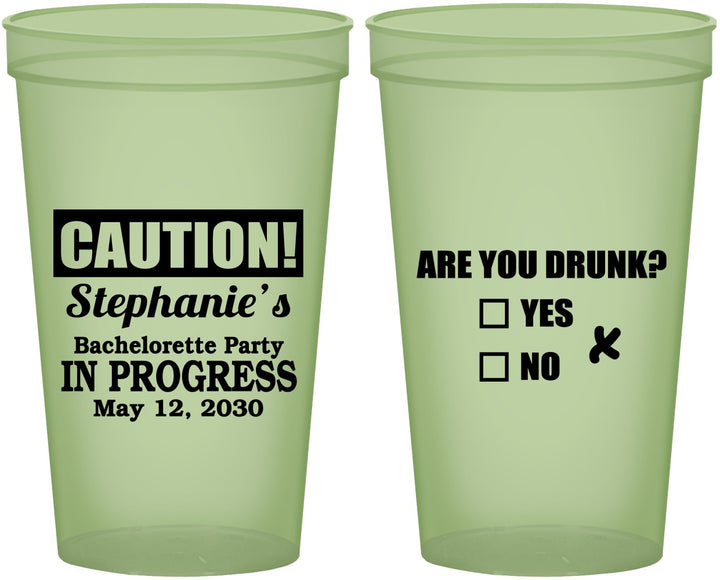 Custom Bachelorette 22 oz Glow In The Dark Cups - Drunk Yes Or No | 60083