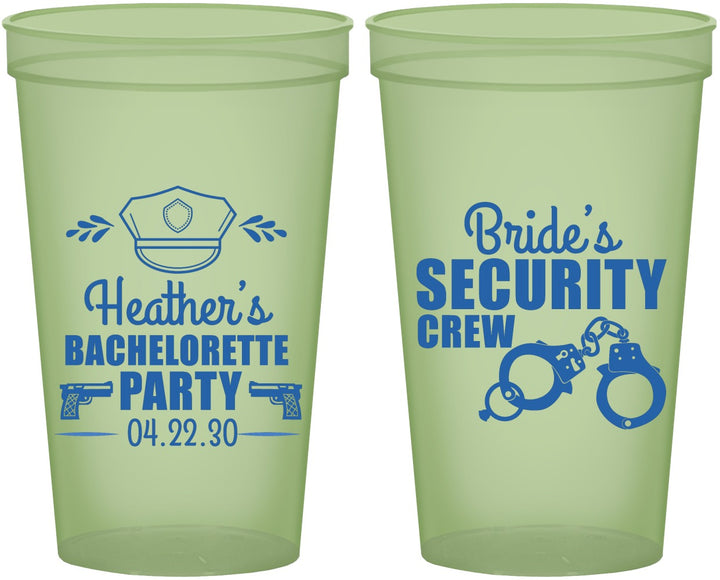 Custom Bachelorette 22 oz Glow In The Dark Cups - Police Security Crew | 60091