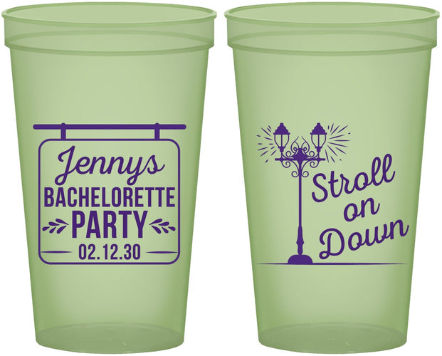 Custom Bachelorette 22 oz Glow In The Dark Cups - Stroll On Down | 60092
