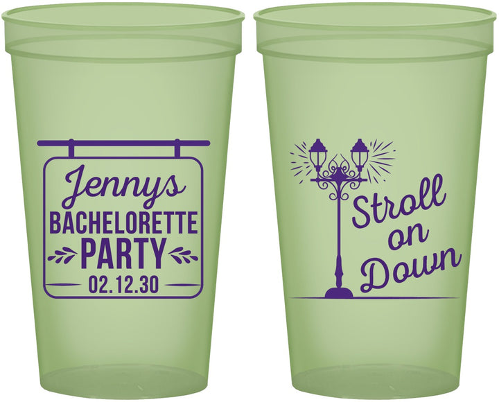 Custom Bachelorette 22 oz Glow In The Dark Cups - Stroll On Down | 60092