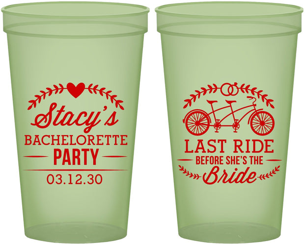 Custom Bachelorette 22 oz Glow In The Dark Cups - Last Ride Before Bride | 60093