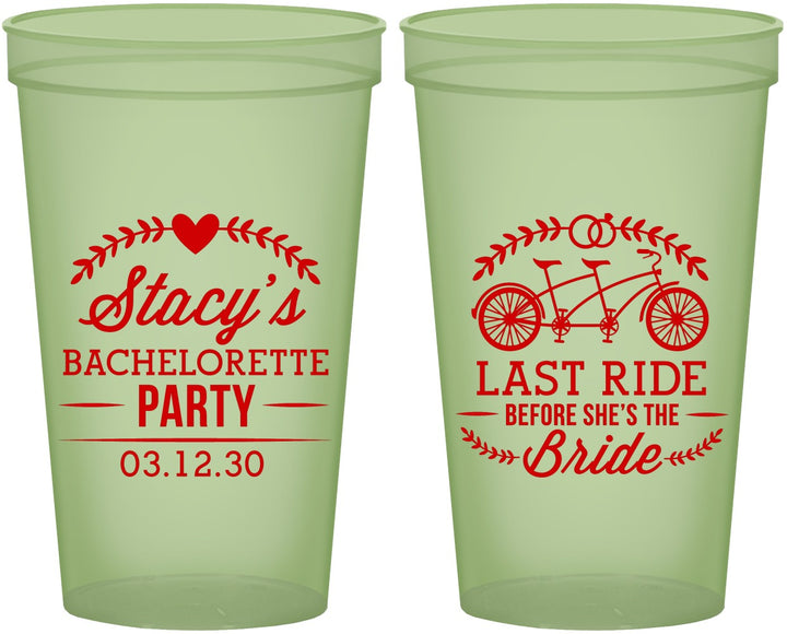 Custom Bachelorette 22 oz Glow In The Dark Cups - Last Ride Before Bride | 60093
