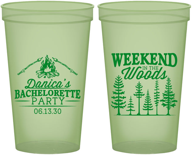 Custom Bachelorette 22 oz Glow In The Dark Cups - Camping | 60094