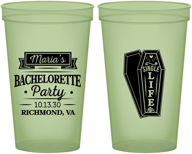 Custom Bachelorette 22 oz Glow In The Dark Cups - Rip Single Life | 60095