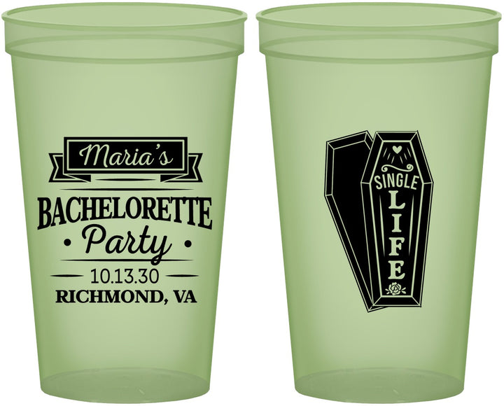 Custom Bachelorette 22 oz Glow In The Dark Cups - Rip Single Life | 60095