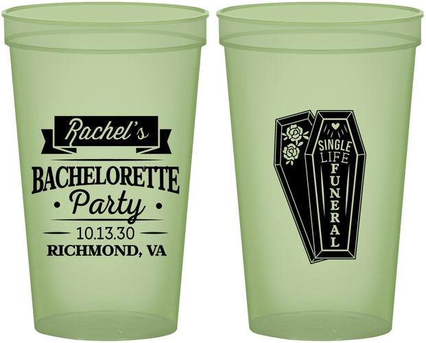 Custom Bachelorette 22 oz Glow In The Dark Cups - Rip Single Life | 60096