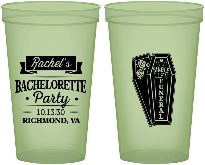 Custom Bachelorette 22 oz Glow In The Dark Cups - Rip Single Life | 60096
